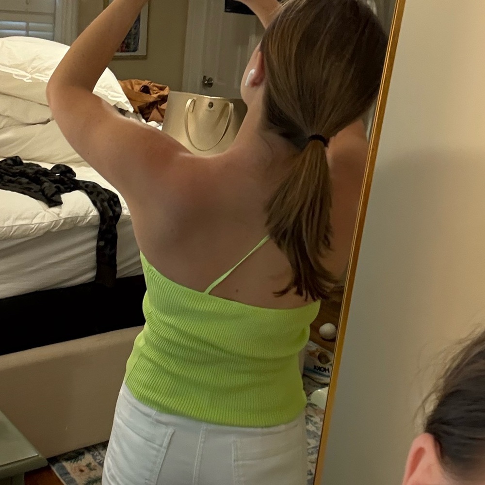 Zara Neon Green Ribbed Top - Picture 2 of 4